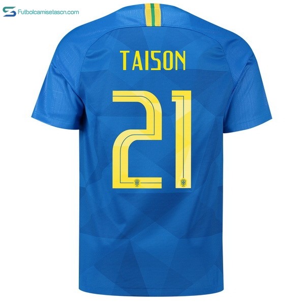Camiseta Brasil 2ª Taison 2018 Azul